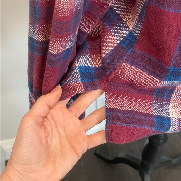 Patagonia Plaid Organic Cotton Button Up Flannel Red Blue Shirt Size 10 - Picture 12 of 16